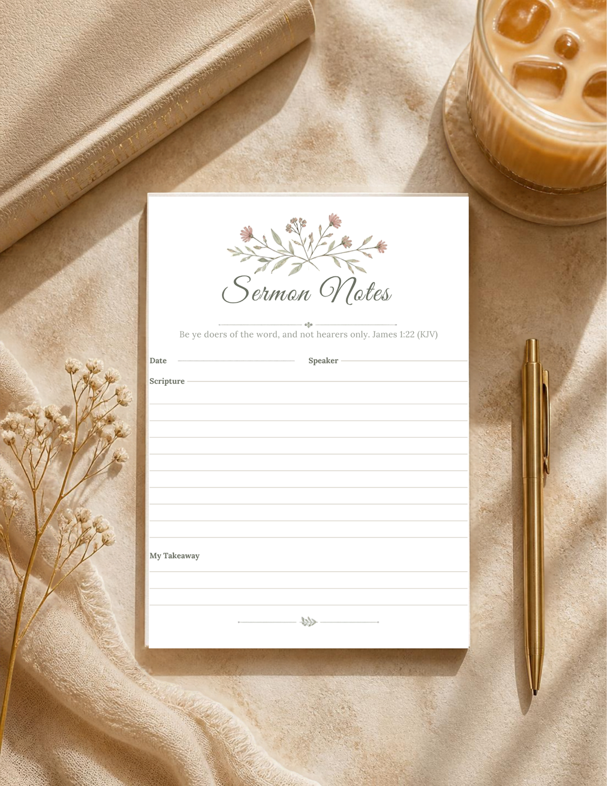 Sermon Notes Notepad