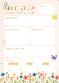 Watercolor Bible Study & Daily Devotion — Digital Worksheet