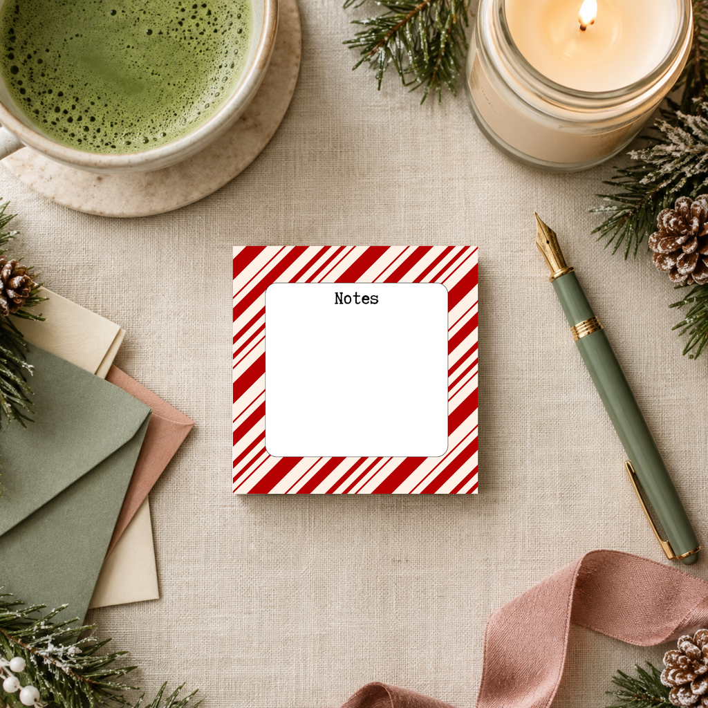 Candy cane peppermint stripe 3x3 sticky notes