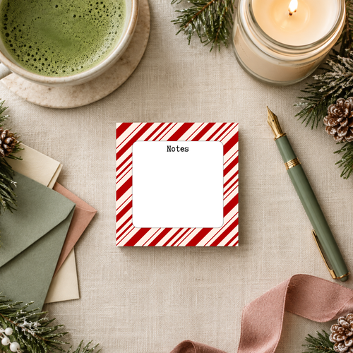 Candy cane peppermint stripe 3x3 sticky notes