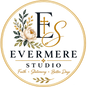 Evermere Studio logo with ES monogram, gold cross, florals and Faith, Stationery, Better Days tagline
